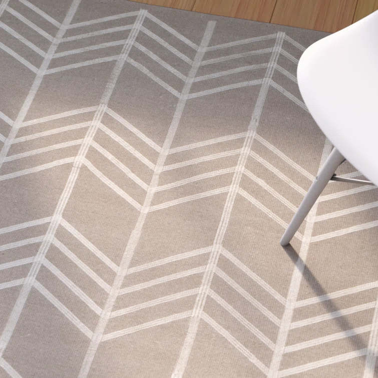 Thelonius Hand Woven Flat Weave With Embroidery Wool Chevron Rug