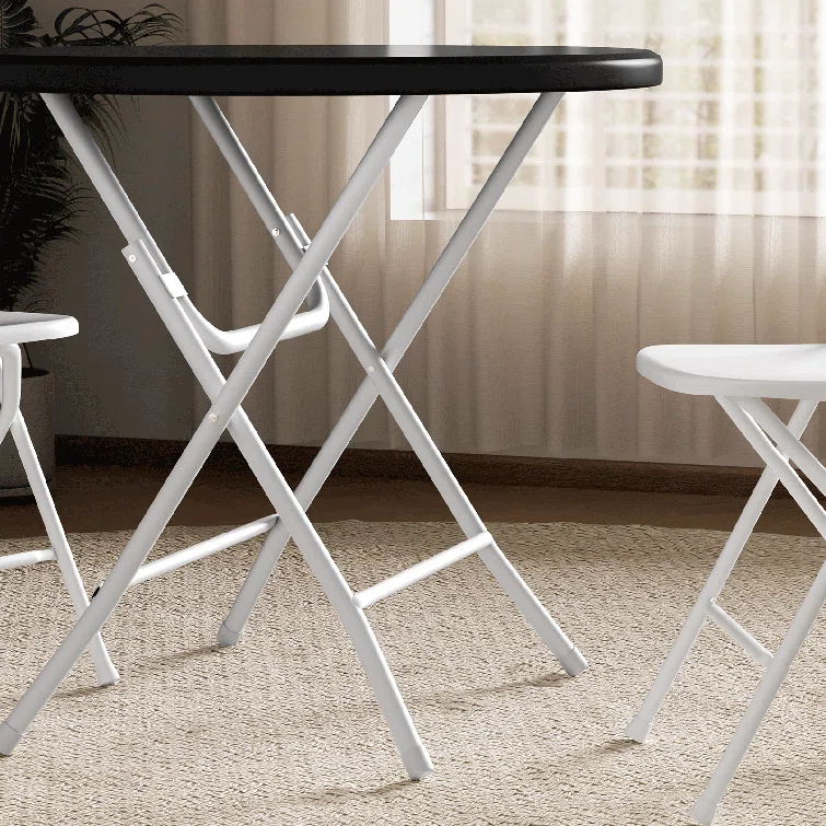 MoNiBloom 31.5" Round Folding Banquet Table, Portable Plastic Coffee Card Dining Table for Outdoor Party Event