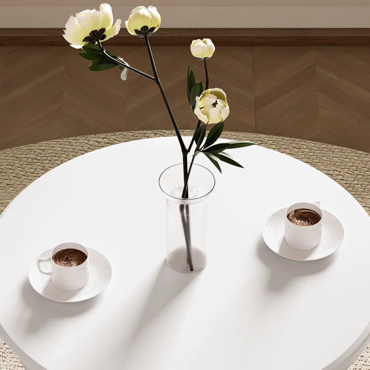 31.5" Round Folding Banquet Table, Portable Plastic Coffee Card Dining Table for Outdoor Party Event
