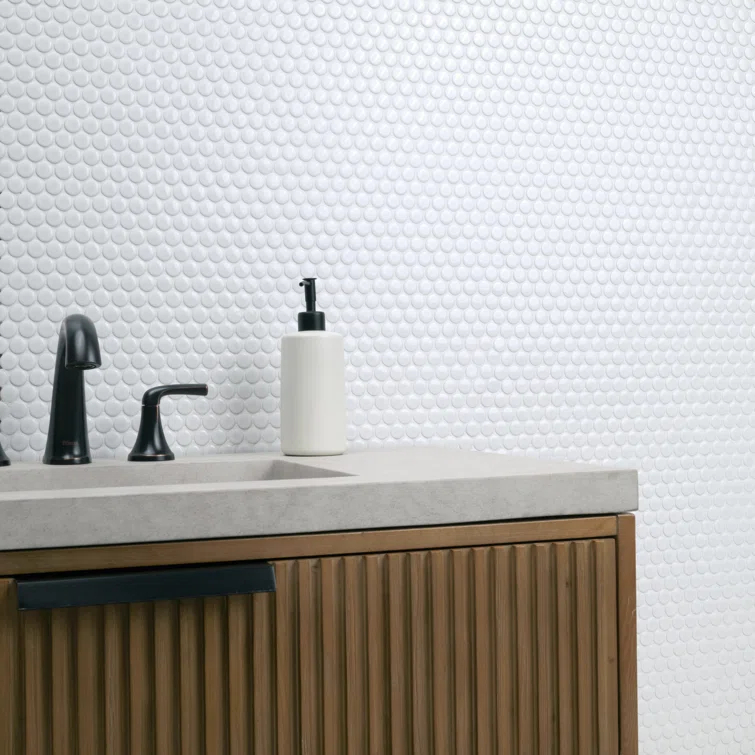 Penny Round 12 in. x 13 in. Porcelain Mosaic Floor and Wall Tile