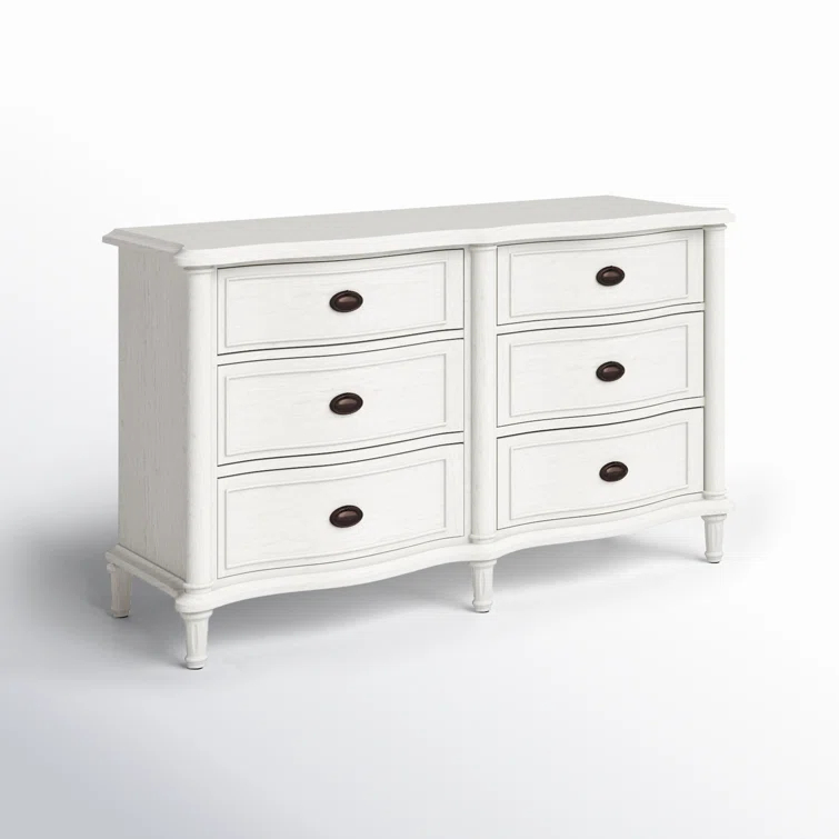 Devon French Country 6-Drawer White Dresser with Soft Close