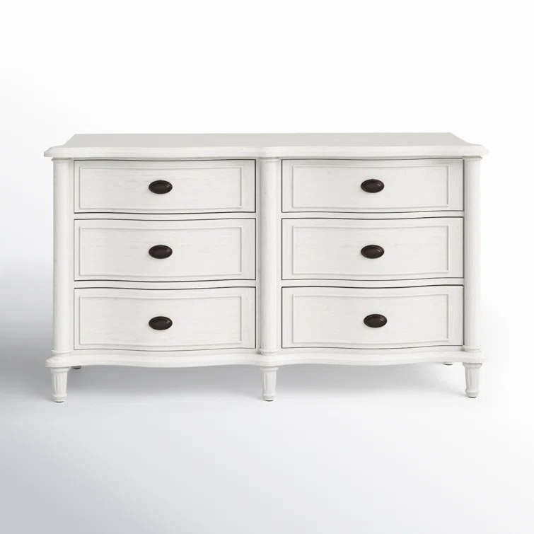 Devon French Country 6-Drawer White Dresser with Soft Close