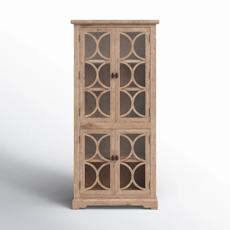 World Interiors Pengrove 38" Mango Wood/Glass Cabinet in Light Brown