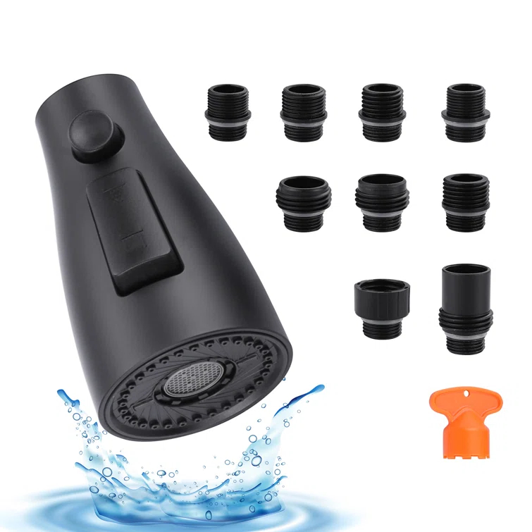 WOWOW 3-Function Sprayer Pull Down Kitchen Faucet Spray Head Replacement With 9-Adapter Kit