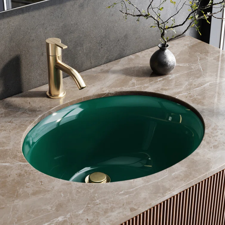 Ruvati 16 x 13 inch Undermount Bathroom Sink Oval Porcelain Ceramic with Overflow
