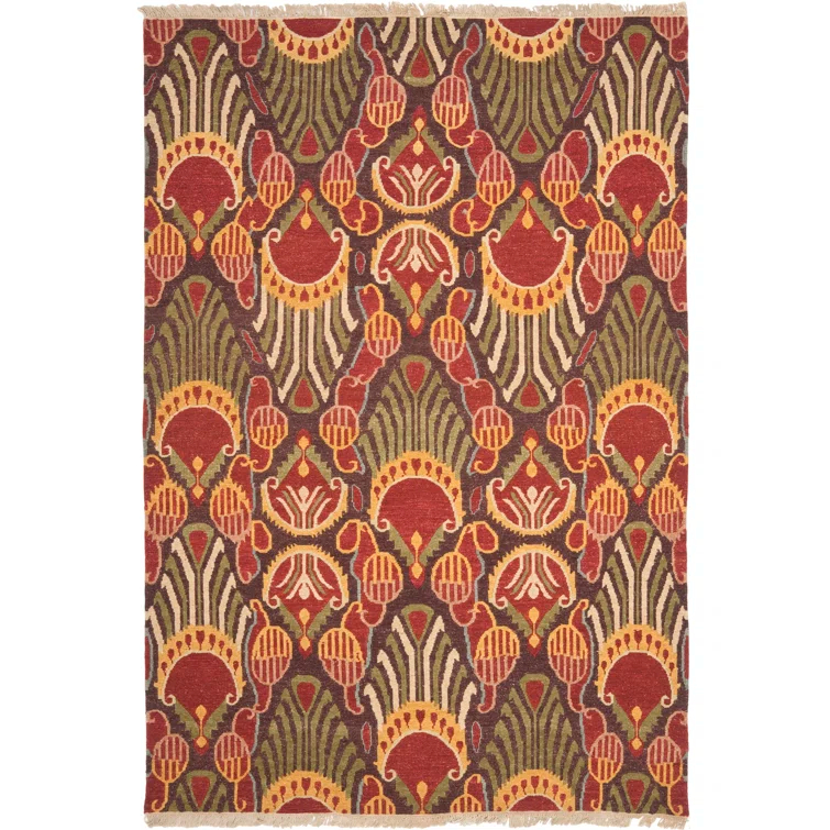 SAFAVIEH Sumak Lucius Transitional Wool Area Rug, Red/Green, 9' x 12'