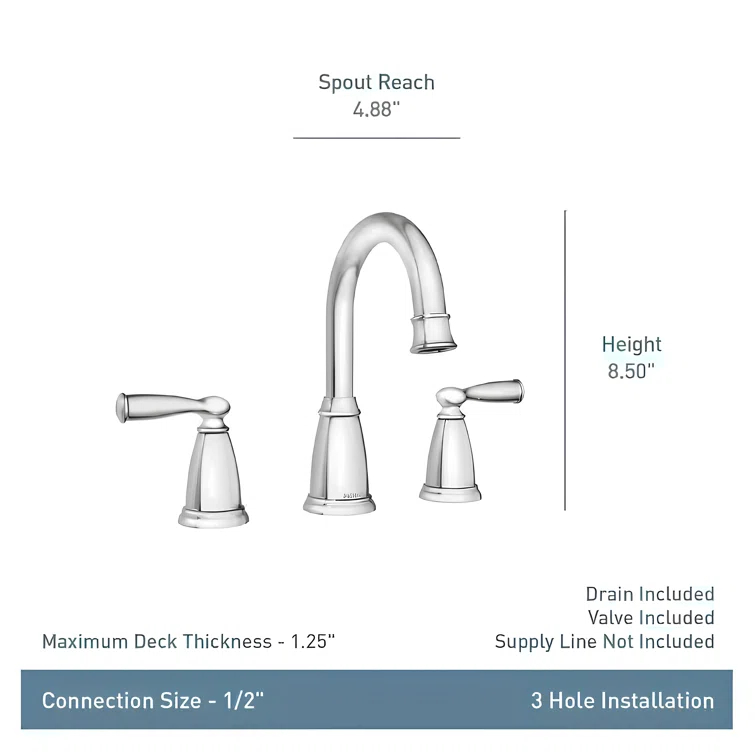 Moen Banbury 8 In. Widespread Double Handle High-Arc Bathroom Faucet In Mediterranean (Valve Included)
