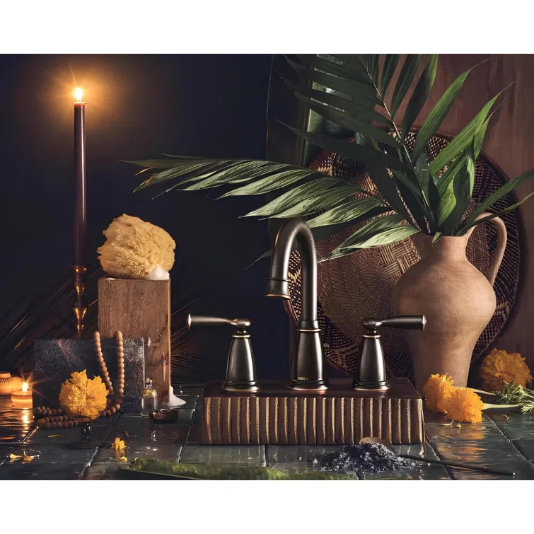 Moen 84947-BRB Moen Banbury 8 In. Widespread Double Handle High-Arc Bathroom Faucet In Mediterranean (Valve Included)