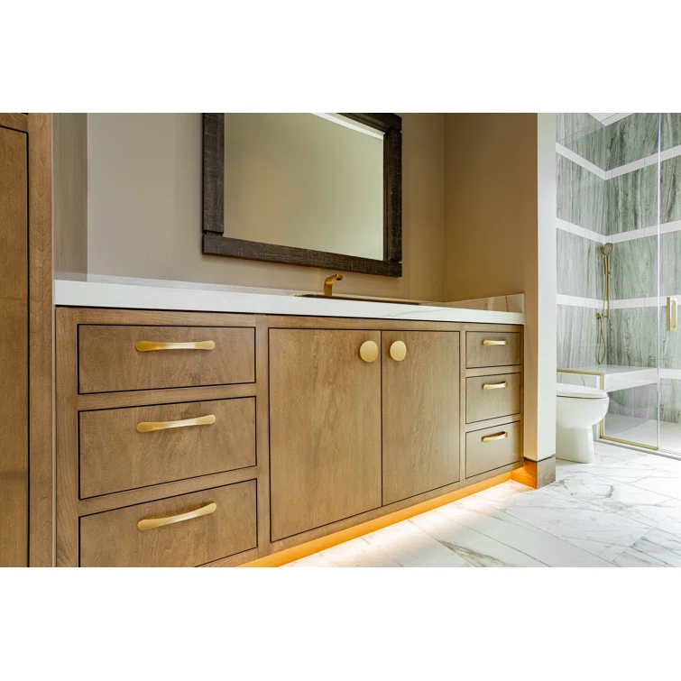 Brushed Golden Brass Modern Bar Handle with Mounting Hardware