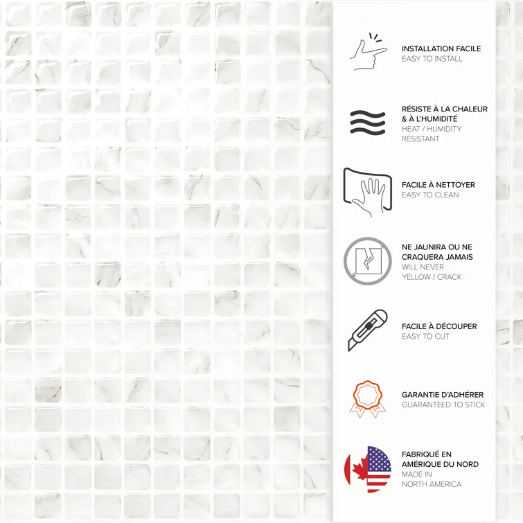 Peel and Stick Gel Backsplash Tile Blok 12" x 22"