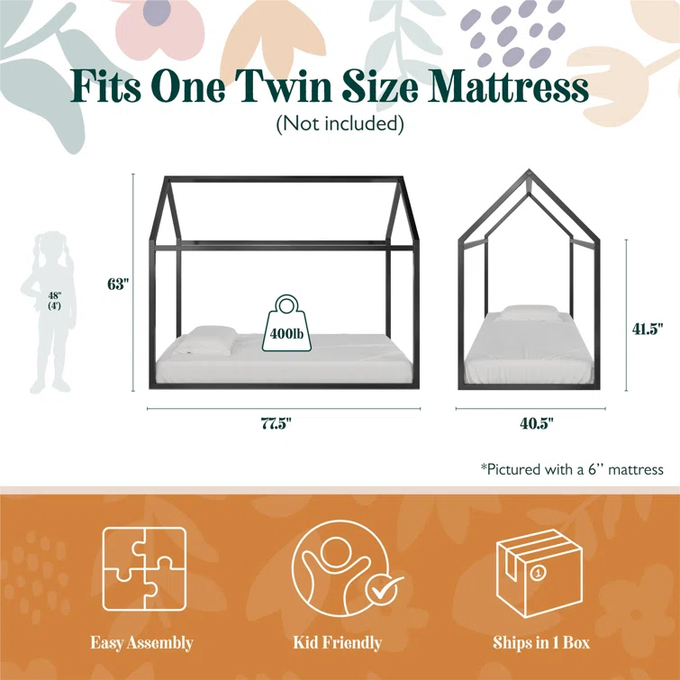 Skyler Metal Montessori House Bed