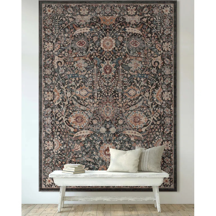 Ervin Liana Vintage Oriental Charcoal Gray Flat-Weave Rug