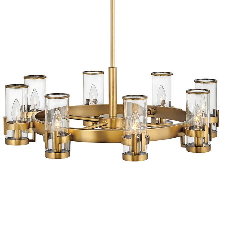 Kameliya 8 - Light Fabric Dimmable Wagon Wheel Chandelier