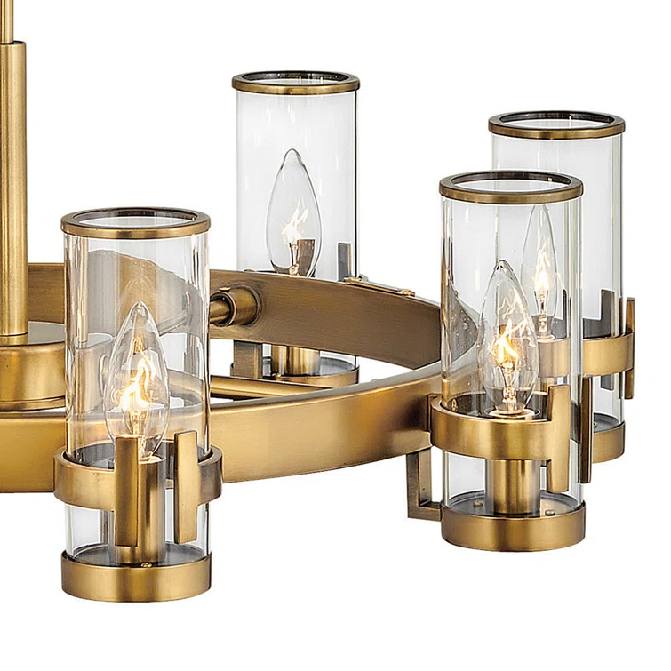 Kameliya 8 - Light Fabric Dimmable Wagon Wheel Chandelier