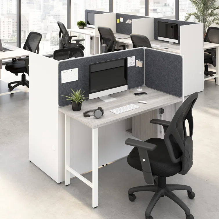 Bush Business Furniture Hustle 2 Person Office Cubicle Desk With Storage And Tackboard