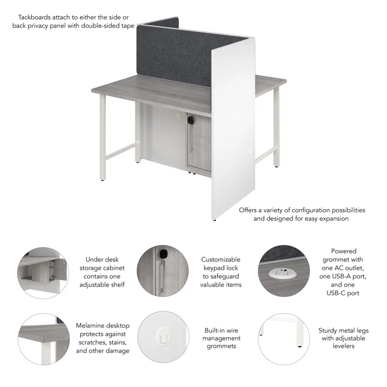 Bush Business Furniture Hustle 2 Person Office Cubicle Desk With Storage And Tackboard