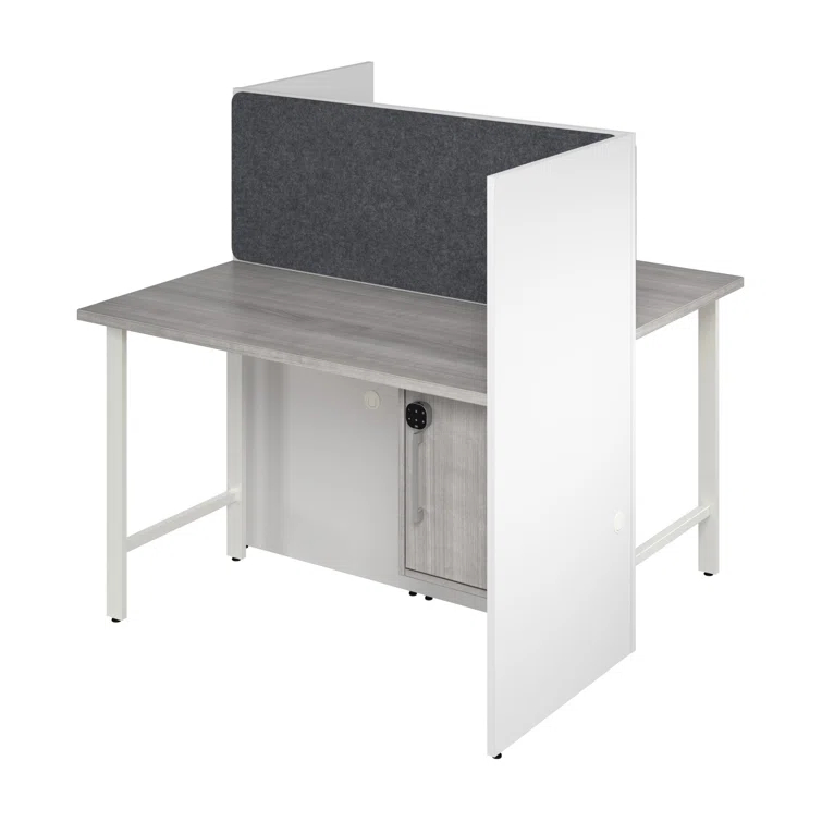 Bush Business Furniture Hustle 2 Person Office Cubicle Desk With Storage And Tackboard