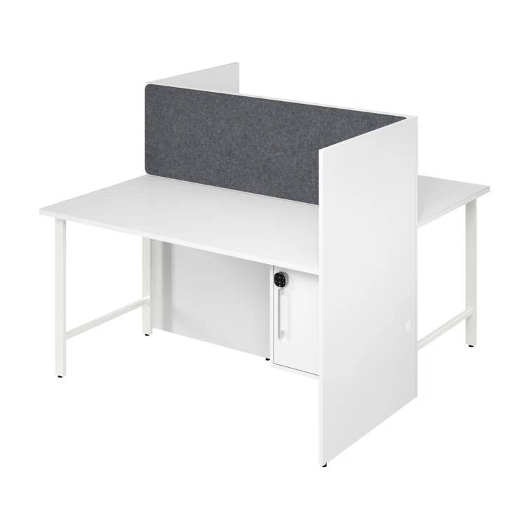 Bush Business Furniture Hustle 2 Person Office Cubicle Desk With Storage And Tackboard