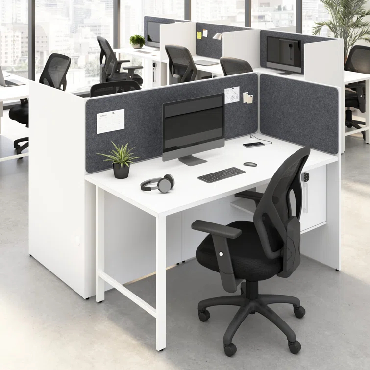 Bush Business Furniture Hustle 2 Person Office Cubicle Desk With Storage And Tackboard