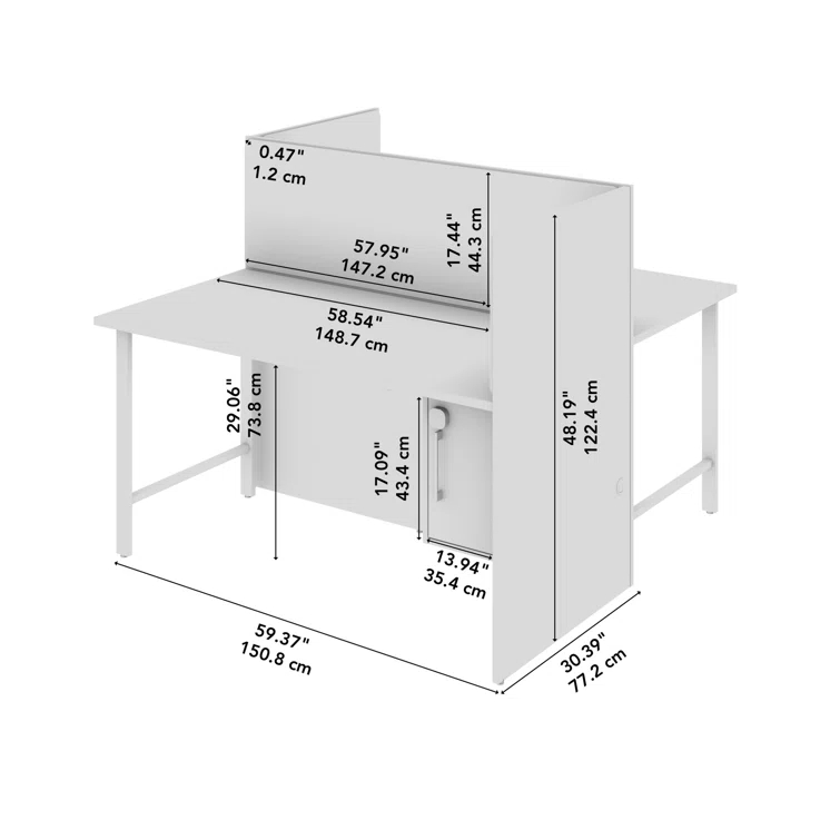 Bush Business Furniture Hustle 2 Person Office Cubicle Desk With Storage And Tackboard