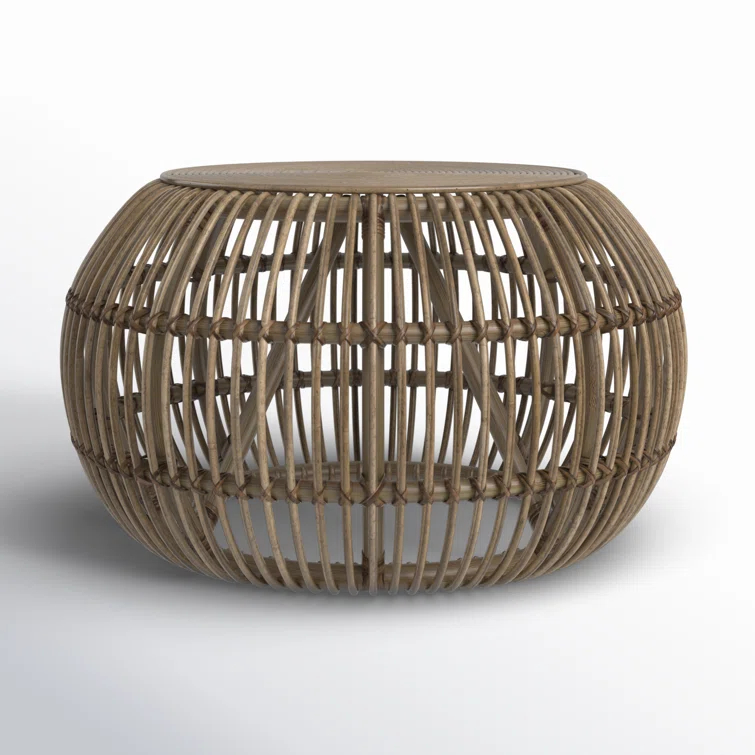 Curry Rattan Drum Coffee Table