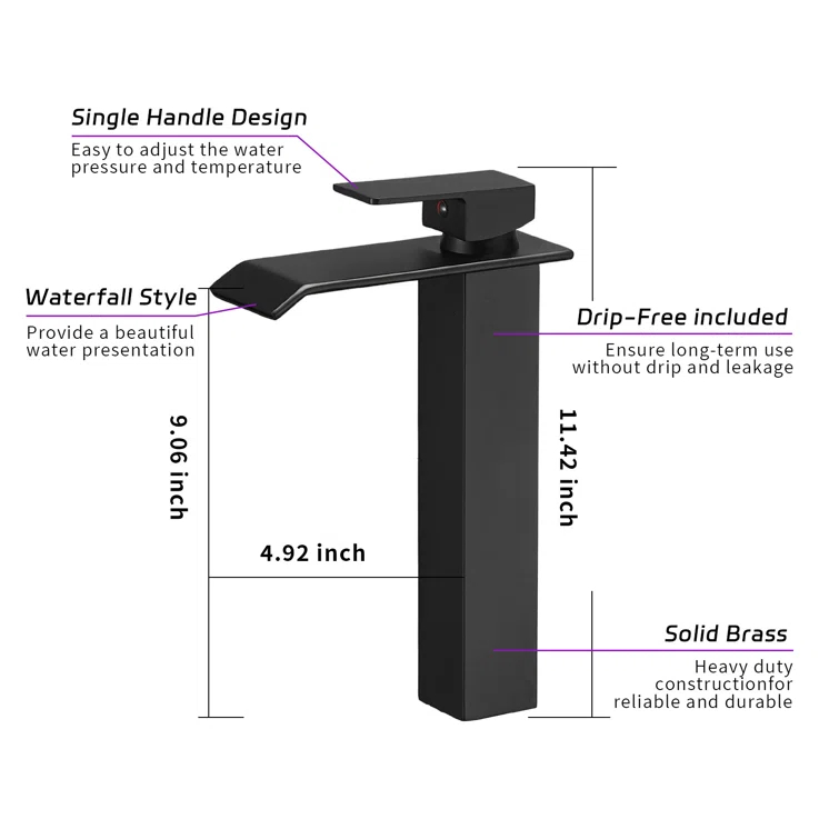 Vessel Sink Faucet Single-handle Bathroom Faucet with Drain Assembly