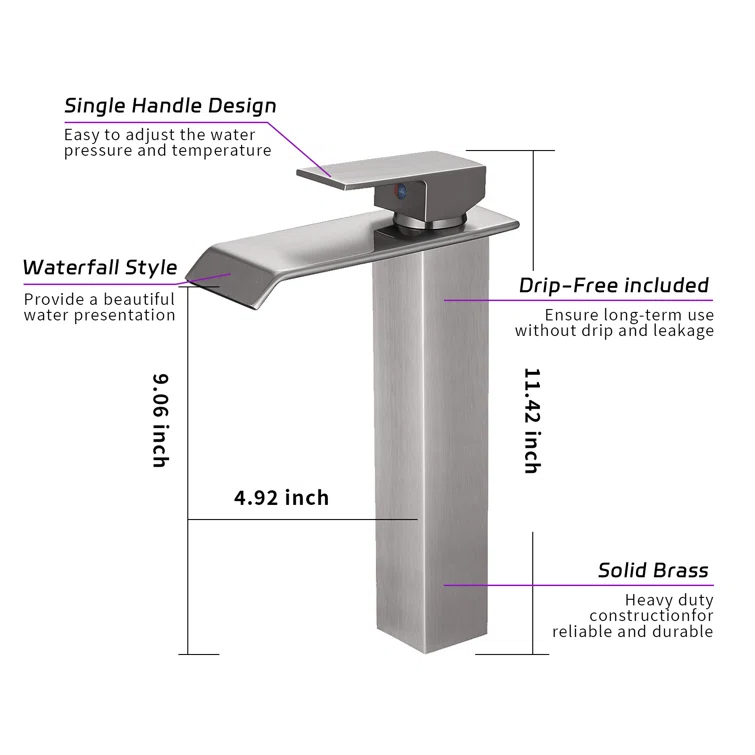 VIBRANTBATH 6004H-N Vessel Sink Faucet Single-handle Bathroom Faucet with Drain Assembly