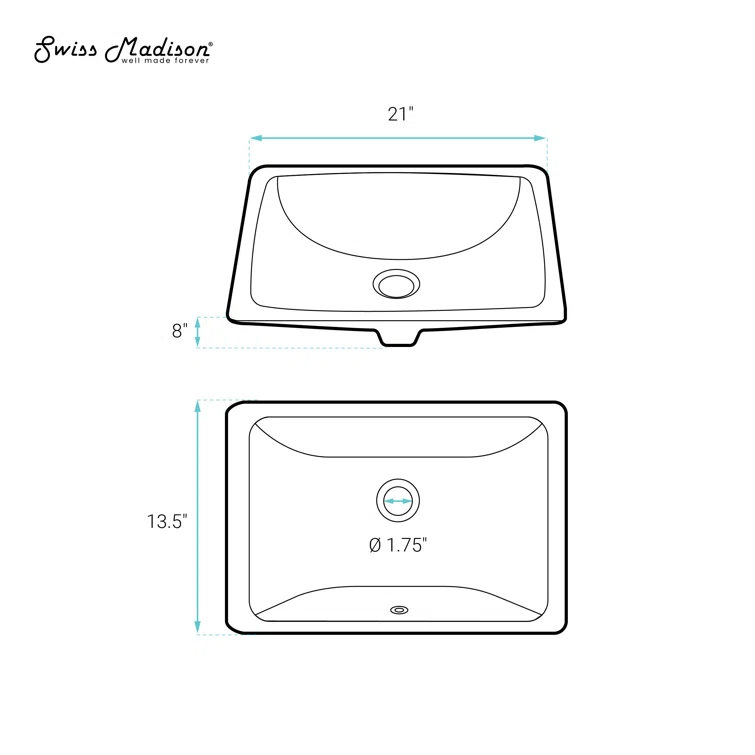 Voltaire 21" Rectangular Under-Mount Bathroom Sink