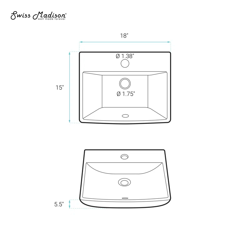 Voltaire Sublime Compact Ceramic Wall Hung Sink
