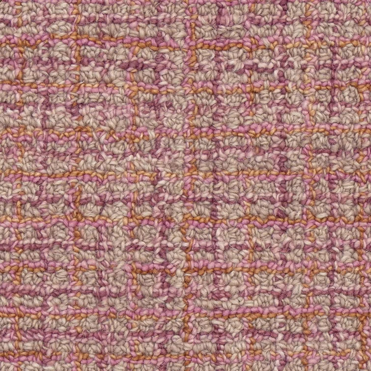 Bryn Hand-Tufted Loop Pile Wool Tweedy Plaid Textured Solid Area Rug Spice Orange Rose Burgundy Tan
