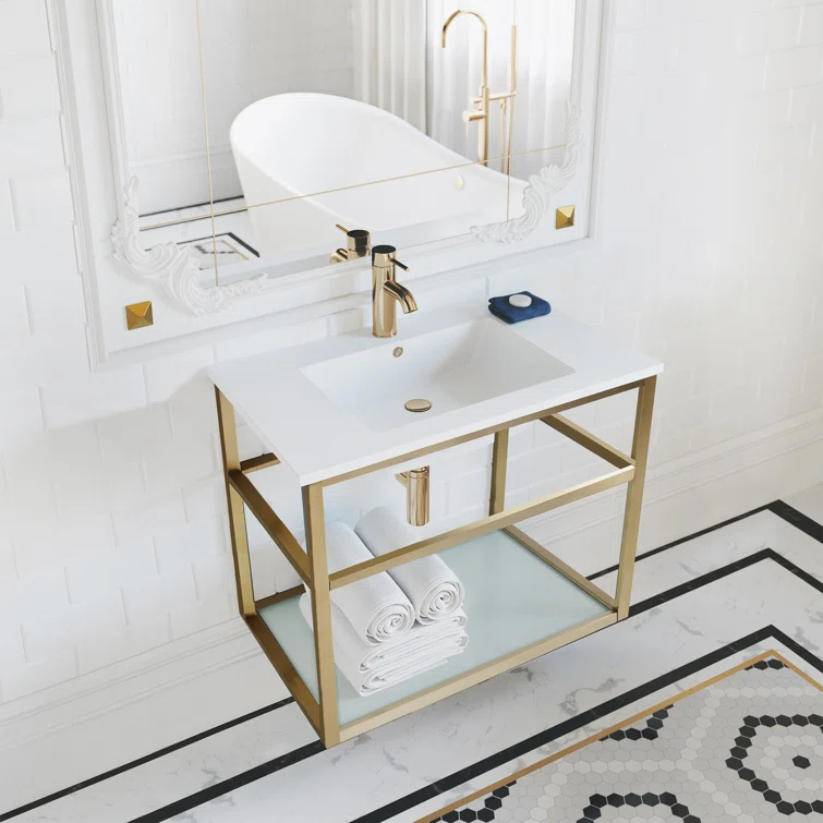 Pierre 30 Single, Open Shelf, Metal Frame Bathroom Vanity