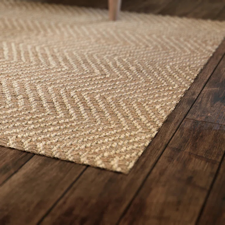 Handmade Ivory Wool Herringbone Rectangular 8' x 10' Rug