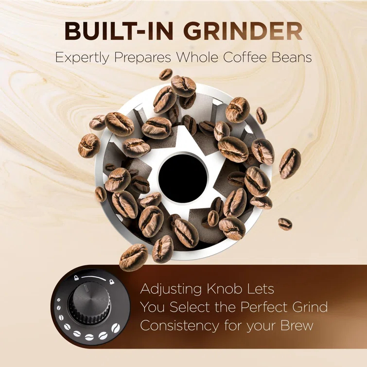 Ivation 2-in-1 Drip Coffee Maker & Grinder – Programmable Auto Brew & Timer - Warming Plate - 10 Cup - Reusable Filter Basket – 1.5L Water Tank – 1000W - Pause and Pour