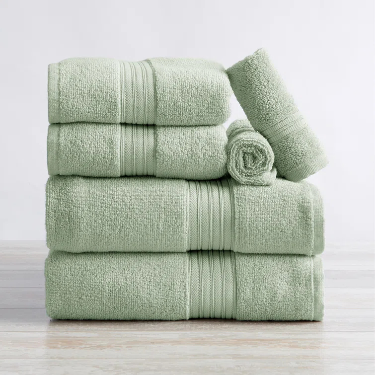 FreshFolds Super Soft 100% Ringspun Cotton Quick-Dry 6-Piece Towel Set