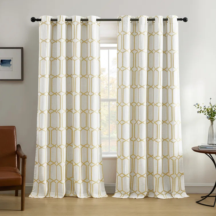 Albesa Geometric Room Darkening Thermal Grommet Single Curtain Panel