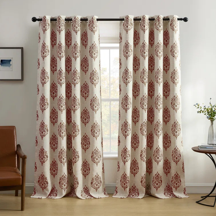 House of Hampton® Blanford Medallion Print Room Darkening Thermal Grommet Top Single Curtain Panel