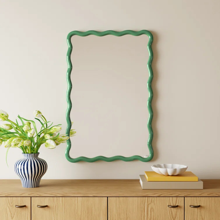Allurine Solid Wood Wavy Wall Mirror