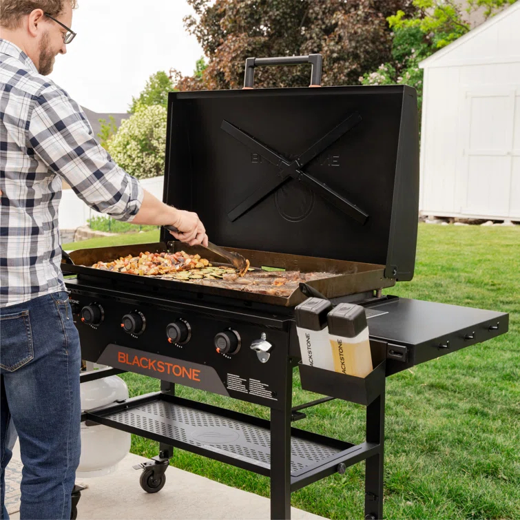 Blackstone 4-Burner 36" Omnivore Griddle with Hood and Extendable Side Shelves