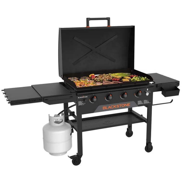 Blackstone 4-Burner 36" Omnivore Griddle with Hood and Extendable Side Shelves