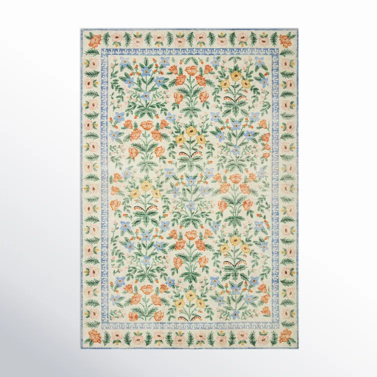 Rifle Paper Co. x Loloi Eden Mughal Garden Cream Rug feat CloudPile