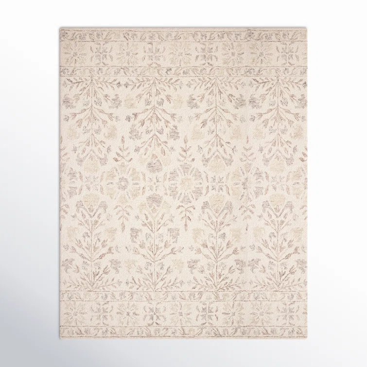 Aden Floral Handmade Hooked Wool Ivory/ Brown/Grey Area Rug