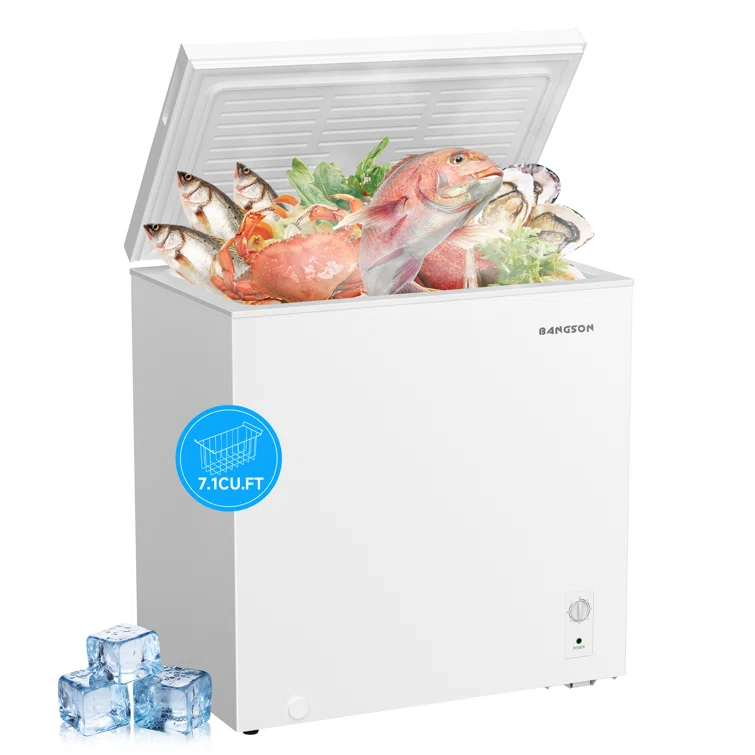 BANGSON 7.0 Cu.Ft Chest Freezer, Deep Freezer with Adjustable Thermostat, Top Open Door Freezer with Removable Basket