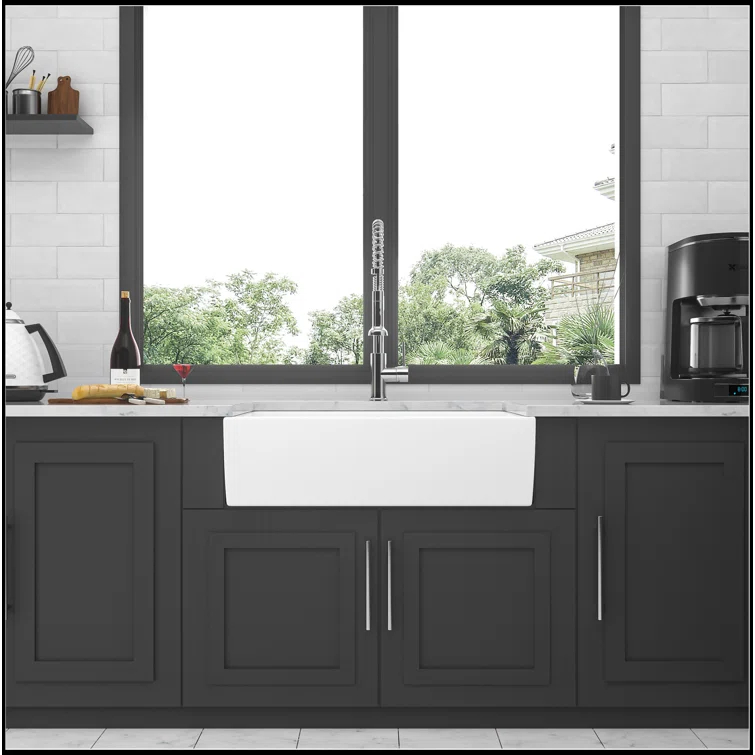 White Farmhouse Sink - 36 Inch White Ceramic Single Bowl Farm Kitchen Sink