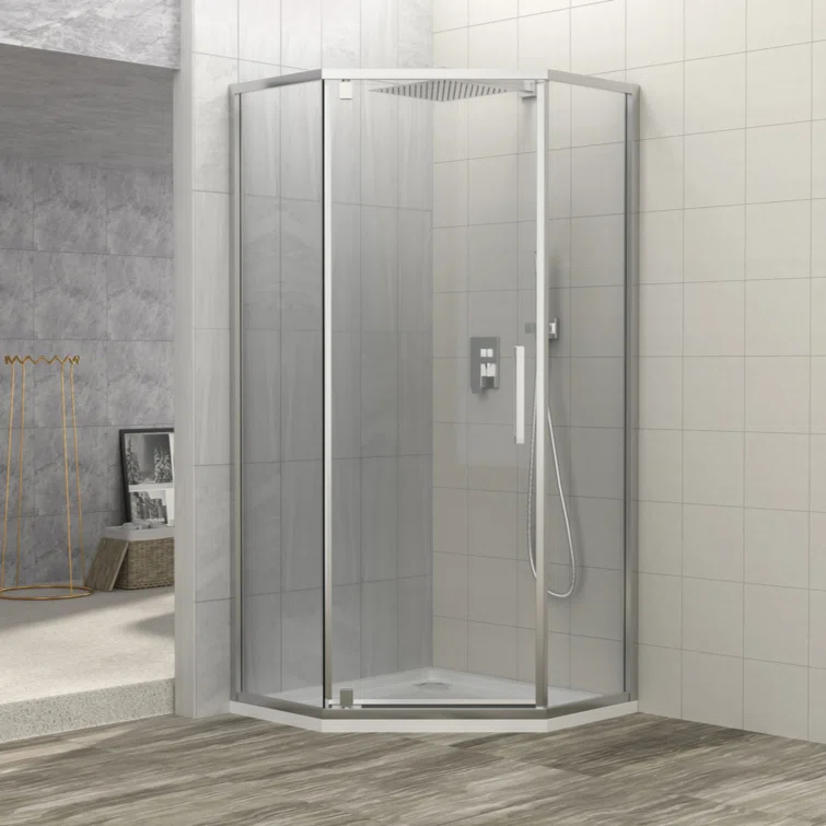 Shower Door 34-1/8" X 72" Semi-Frameless Neo-Angle Hinged Shower Enclosure