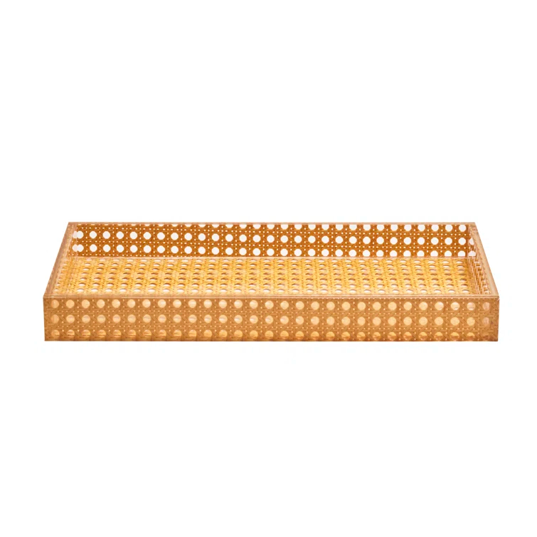 Natural Wicker Cane Rectangular Vanity Tray