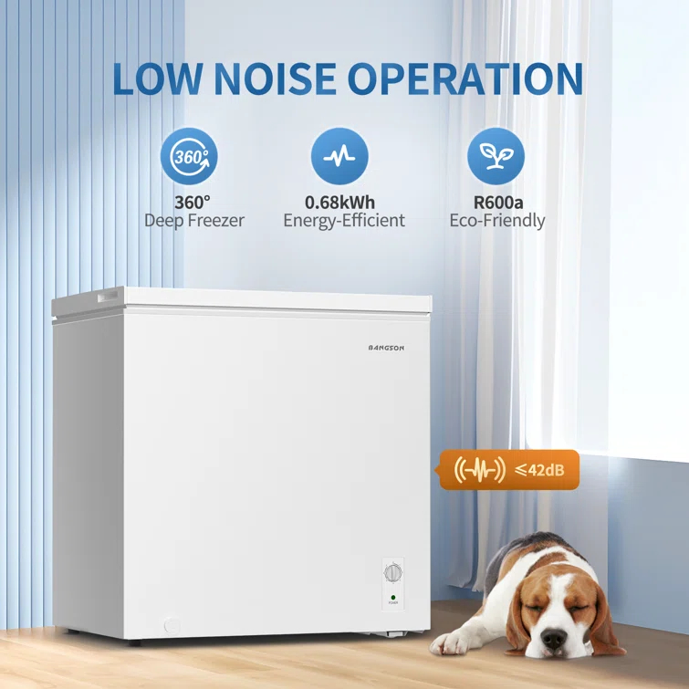 BANGSON 7.0 Cu.Ft Chest Freezer, Deep Freezer with Adjustable Thermostat, Top Open Door Freezer with Removable Basket