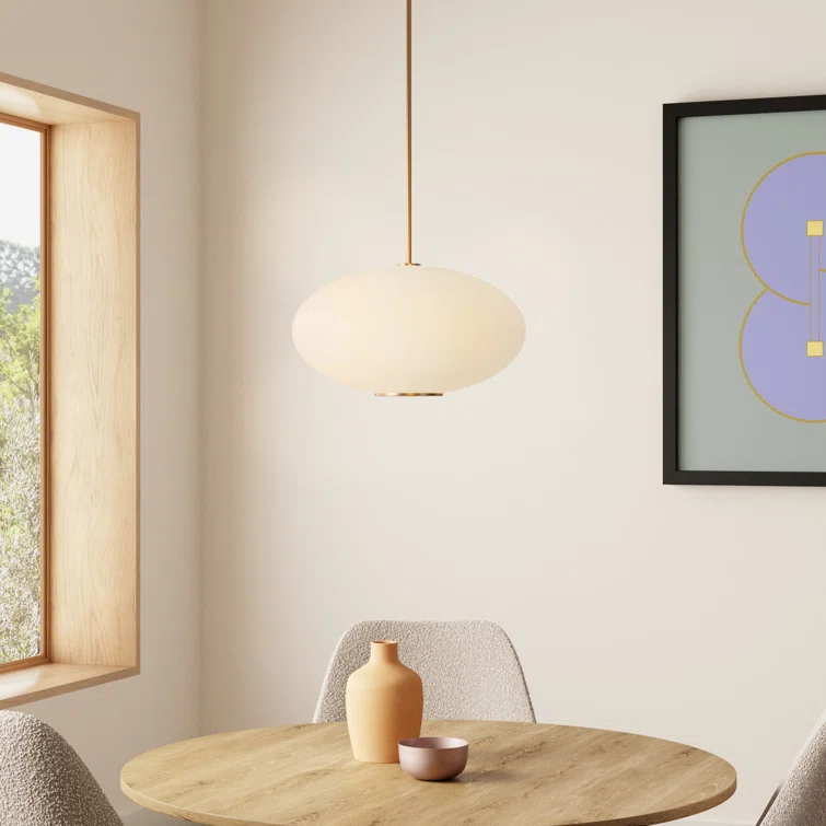 Illusion Dimmable LED Pendant With Oval Shaped Glass Shade, Adjustable Color Temperature
