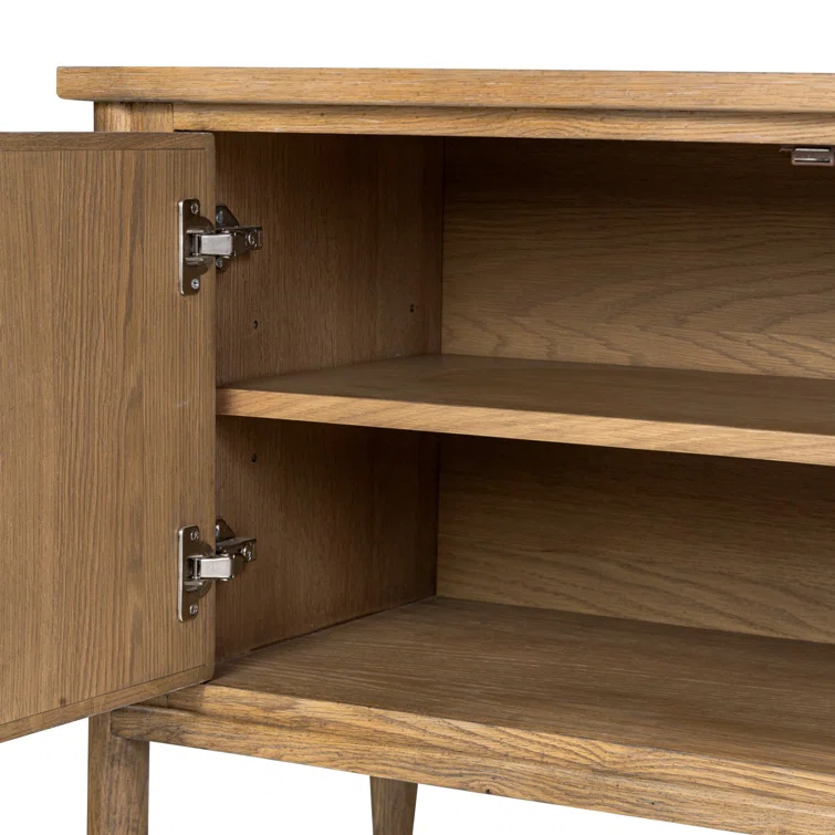 Weathered Oak Veneer Sideboard with Bronze Hardware