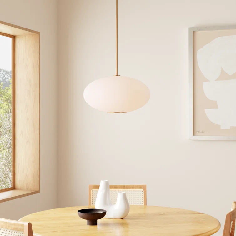Illusion Dimmable LED Pendant With Oval Shaped Glass Shade, Adjustable Color Temperature