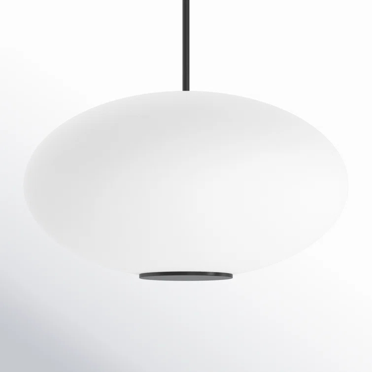 Illusion Dimmable LED Pendant With Oval Shaped Glass Shade, Adjustable Color Temperature